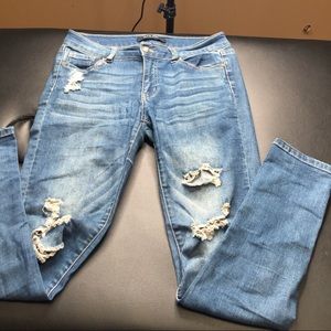 Blue high rise “Butt I Love You” ripped jeans